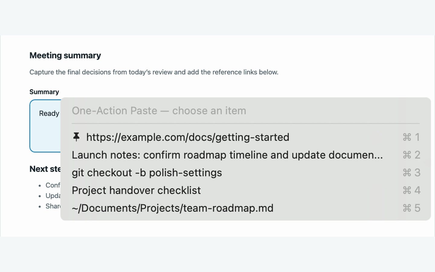 cliiip pointer picker next to a focused launch-notes text field